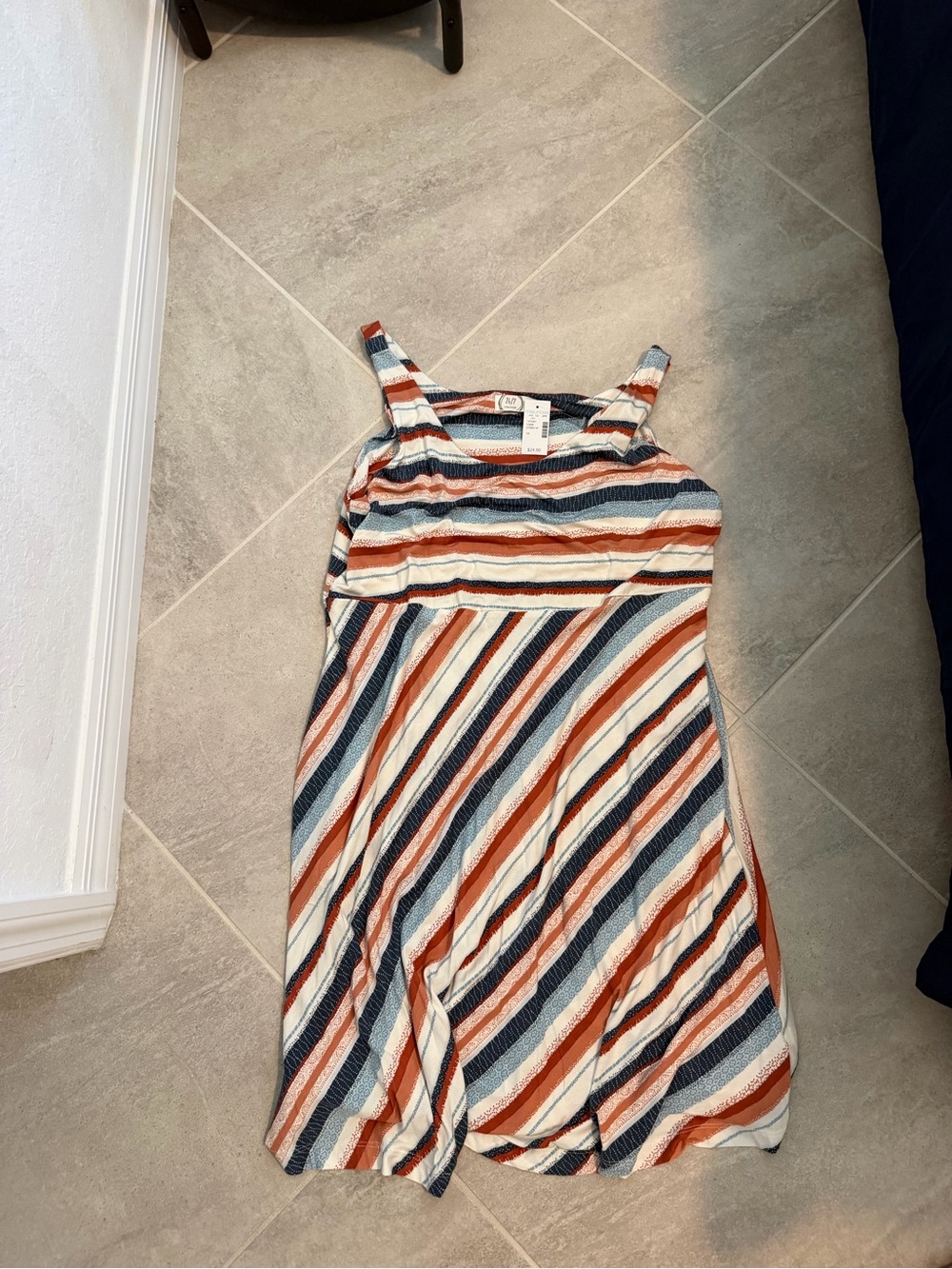 Maurices Striped Sleeveless Summer Dress in Rust, Navy & Cream
